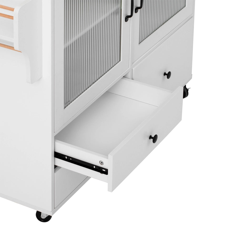 Isola da cucina mobile - Zephmum - Con tavolo estraibile, porta bottiglie e ruote
