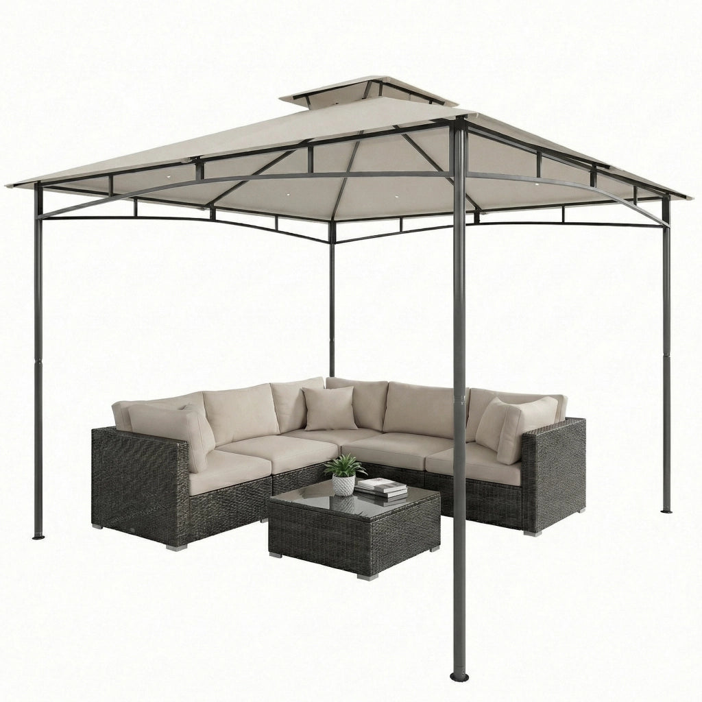 Gazebo da Giardino 3x3m ¨C zephmum ¨C Doppio Tetto Cremewei? Impermeabile