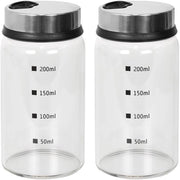 2 contenitori di erbe con coperchio a ingranaggi, set di polverizzatori di erbe in vetro, contenitori di erbe con 4 tipi di fori per erbe per la cucina, grigliata all'aperto, BBQ, cottura (200ml)