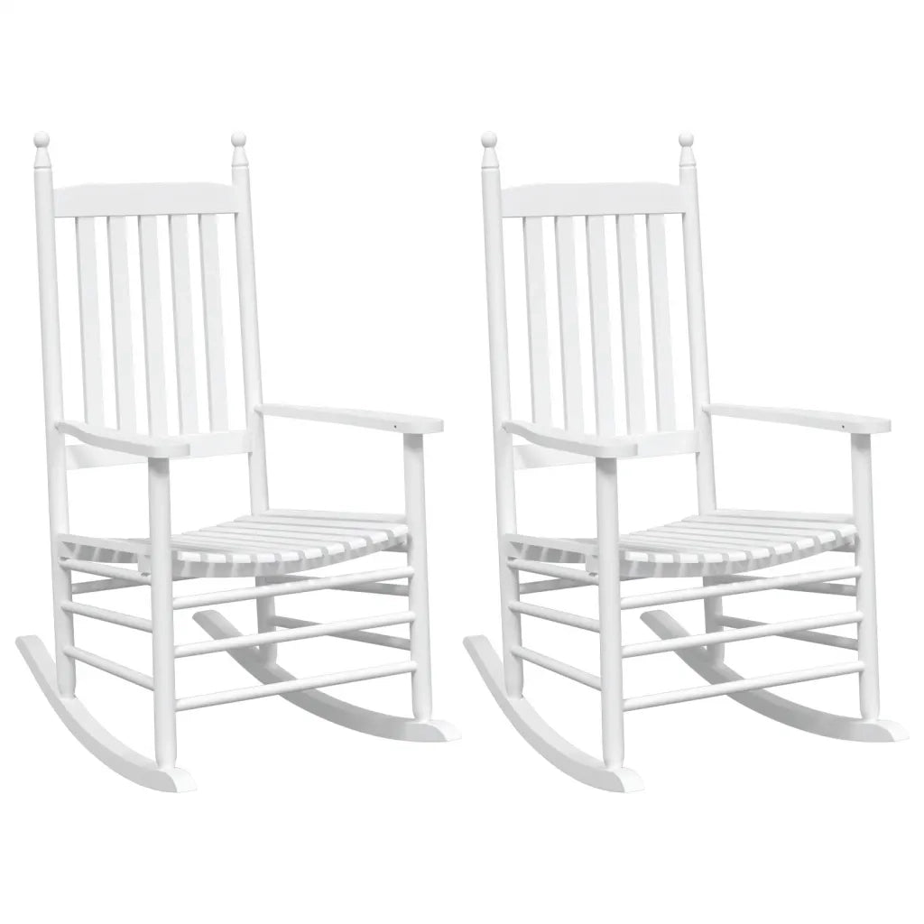 Sedie a Dondolo Sedute Curve 2 pz Bianche Legno Massello Abete 3281588