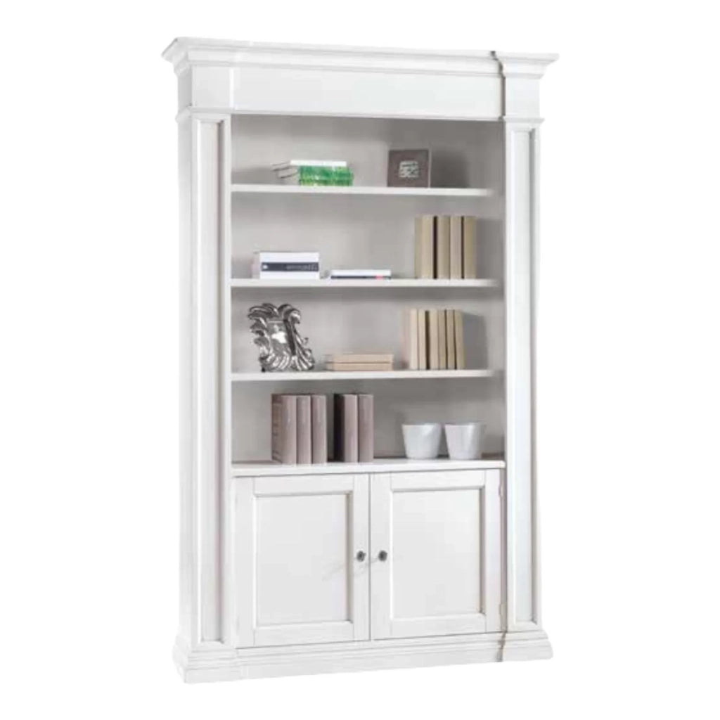 Libreria classica 2 porte in legno bianca 140x40x220 (1457) - Mobili 2G