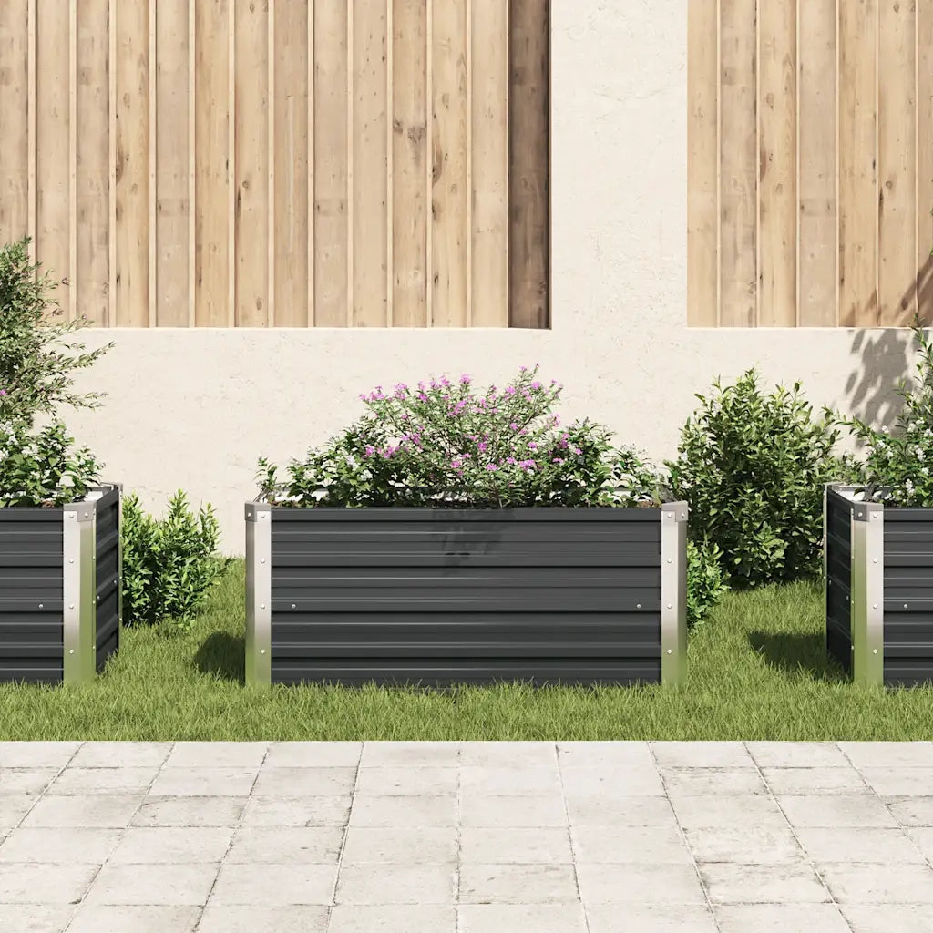 Fioriera-Vaso da Esterno-Contenitore per Piante per Giardino Antracite 100x40x45 cm in Acciaio Zincato