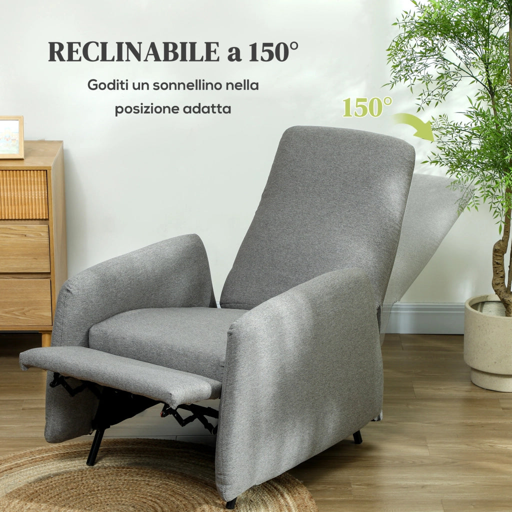 Poltrona Relax Reclinabile con Poggiapiedi Estraibile ¨C zephmum ¨C Grigio