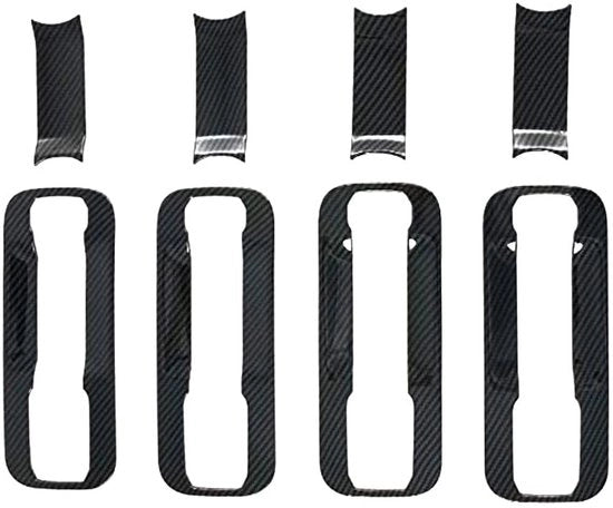 Accessori per portiere 8 pezzi - ABS Nero/Argento - Telaio in fibra di carbonio - Adesivo 3M - Per Ford F150 2015-2019 - Portiere automatica esterna - Decorazione per maniglia di portiera