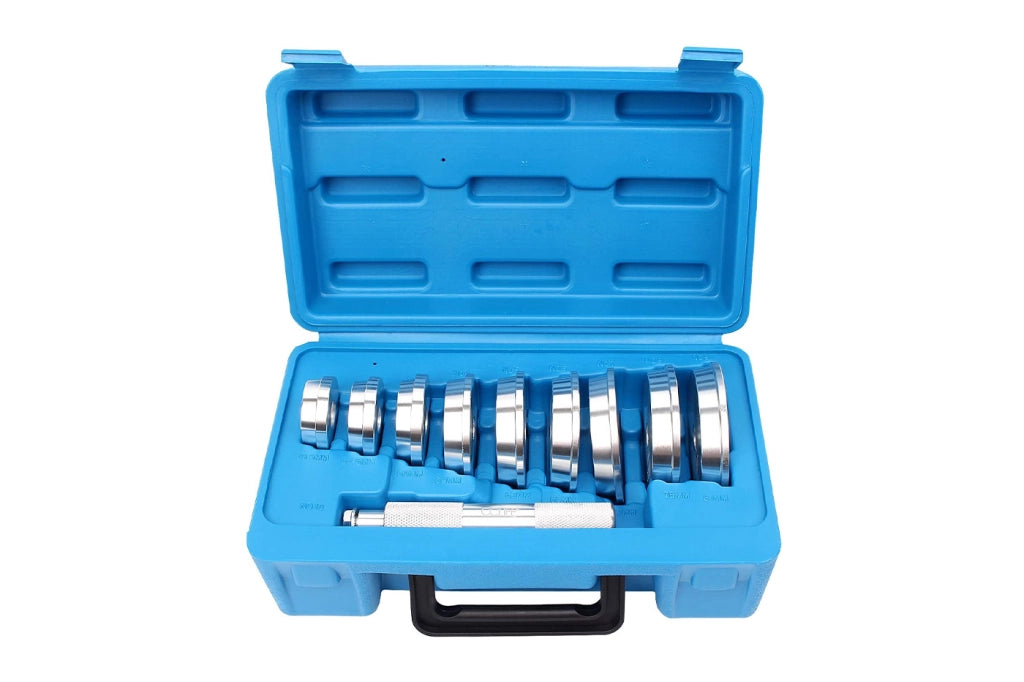 ESTRATTORI CUSCINETTI BOCCOLE SET 10 PZ CON VALIGETTA RUOTE AUTO MOTO CAMION