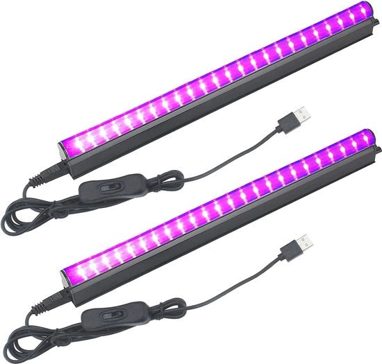 Bussola UV LED nera 5W - 2 pezzi per Halloween e illuminazione di festa