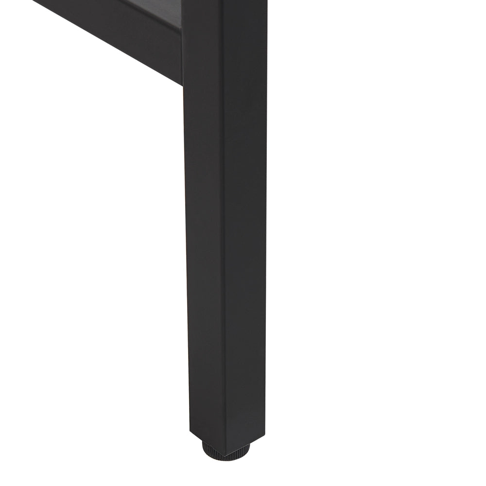 Scrivania Home Office Nera con Struttura in Metallo Legno Chiaro 100 x 48 cm Vano Portaoggetti 2 Cassetti Piano in PVC