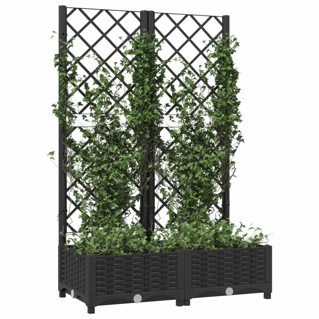 Fioriera da giardino con traliccio nera 80x40x121,5 cm PP 318270