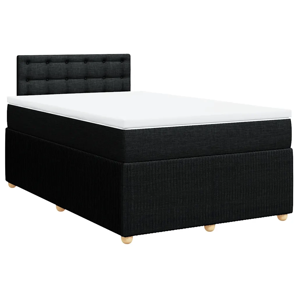 Giroletto a Molle con Materasso Nero 120x190 cm in Tessuto