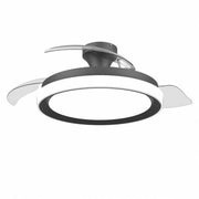 VENTILATORE DA SOFFITTO A PALE RETRATTILI LED DIMMERABILE 2700K 6500K NERO