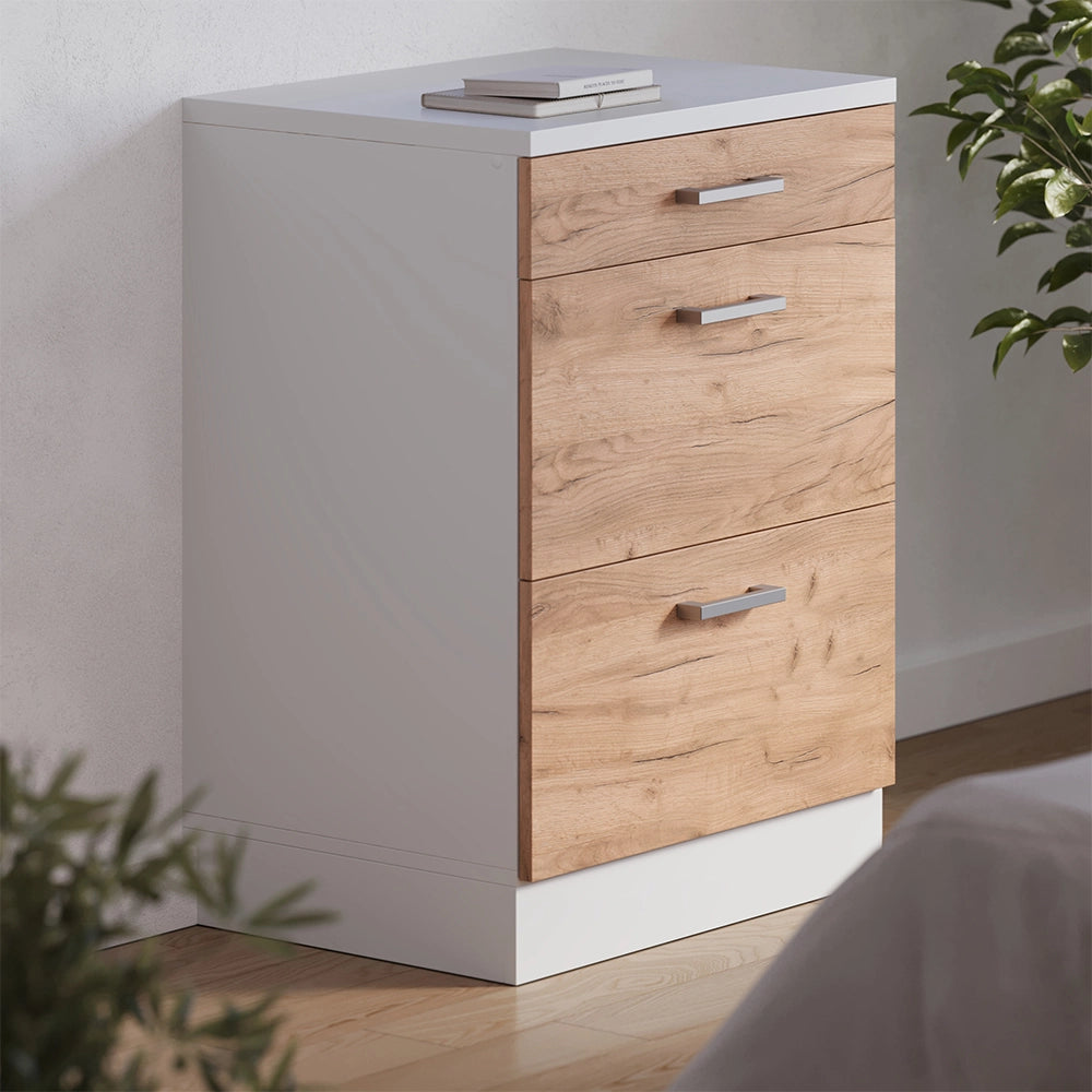 Mobile per mansarda Rion Rovere dorato/Bianco 60 x 83.8 cm senza inclinazione con 3 cassetti Vicco
