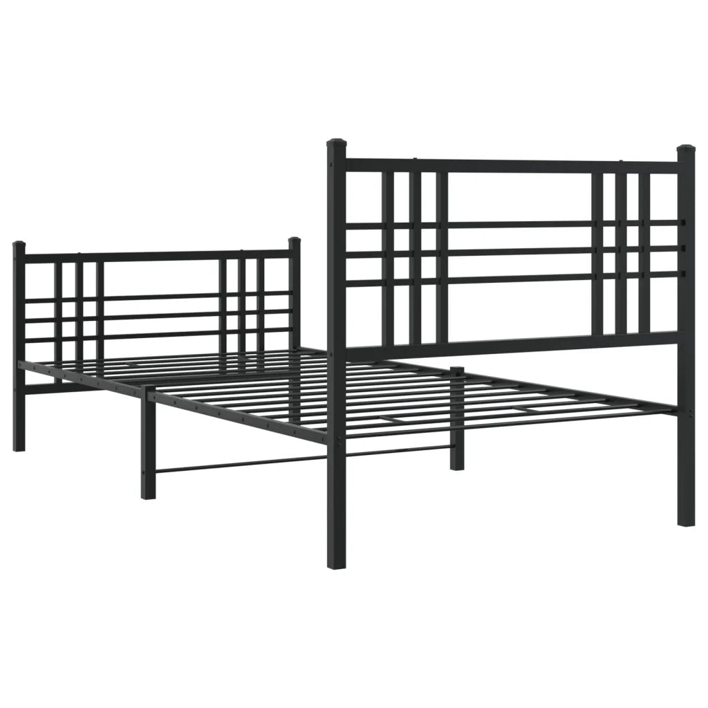 Giroletto con Testiera e Pediera Metallo Nero 90x190 cm