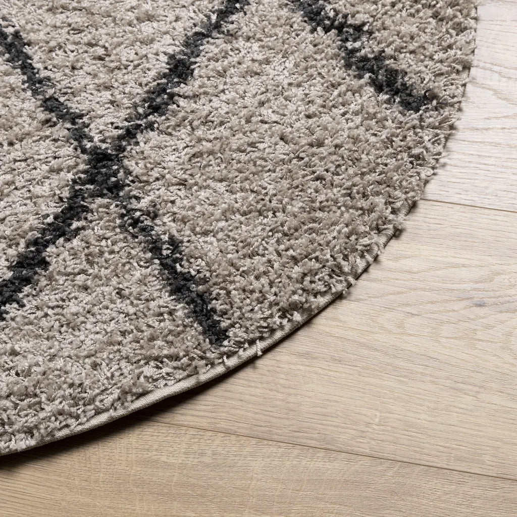 Tappeto Shaggy PAMPLONA a Pelo Lungo Beige e Antracite Ø 80 cm 375397