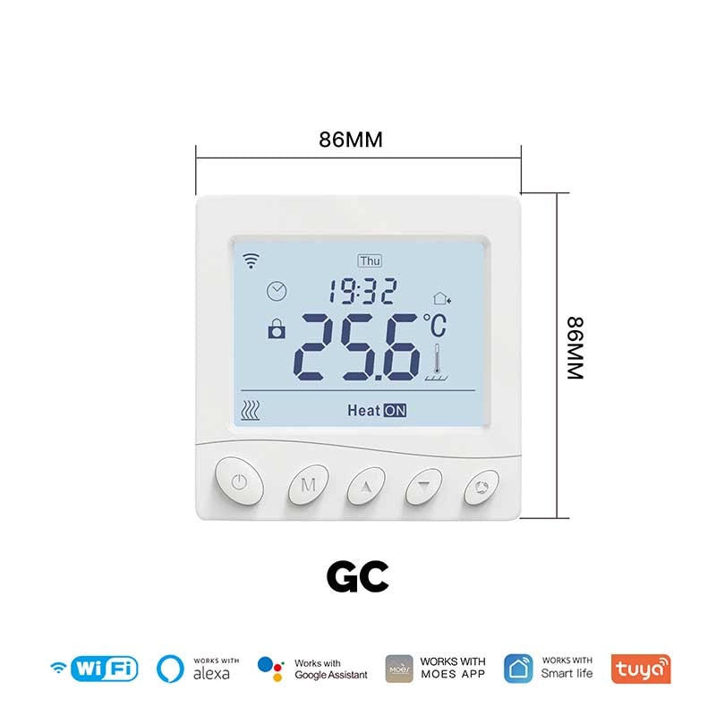 Termostato WIFI Con Bottone Protocollo WIFI 2.4G TUYA, Smart Life Quadrata Compatibile Con Scatola 502 Riscaldamento Caldaia a Gas Bianco 5A 95-240V IP20