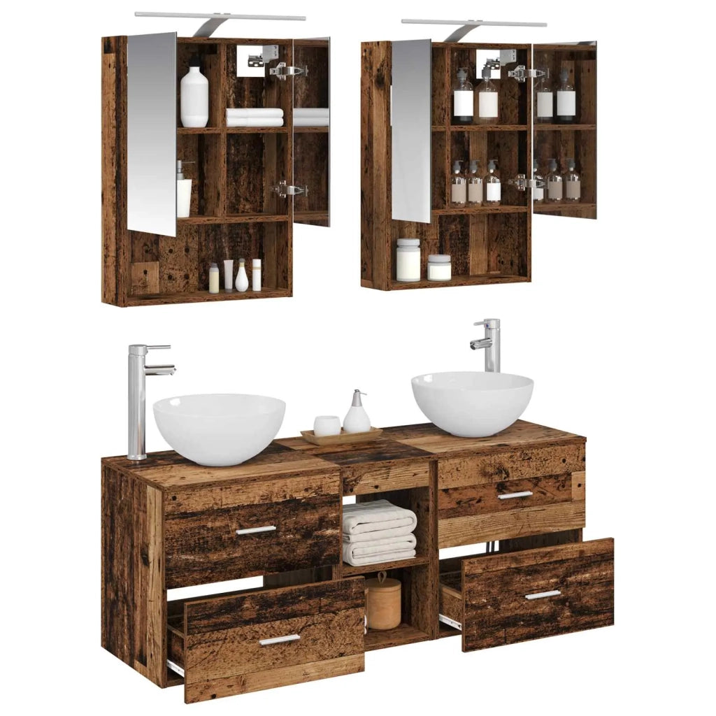Set di mobili per il bagno 5 pcs Legno antico 3406725