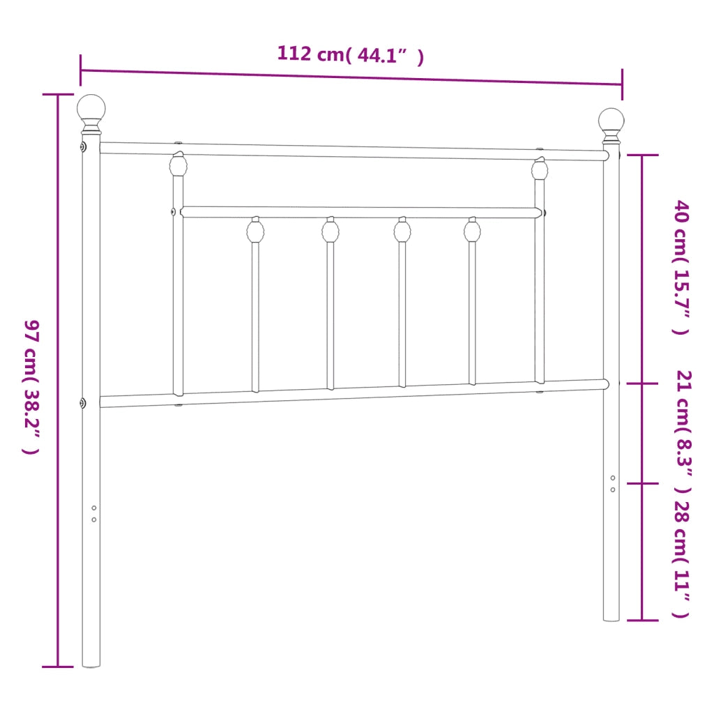 Testiera in Metallo-Testiera in Ferro-Testata Bianco 107 cm 373376