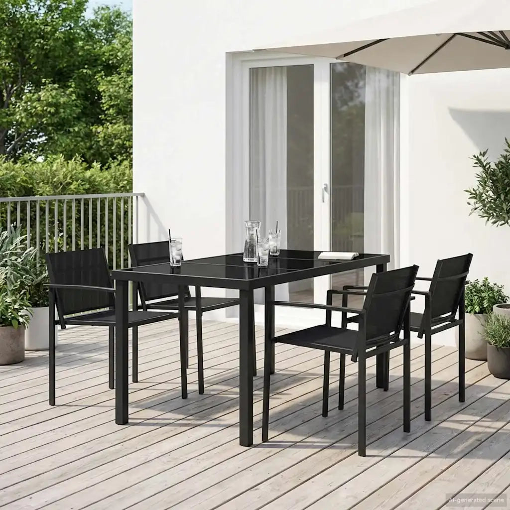 Set di Mobili da Esterno 5 pcs Nero e antracite Textilene