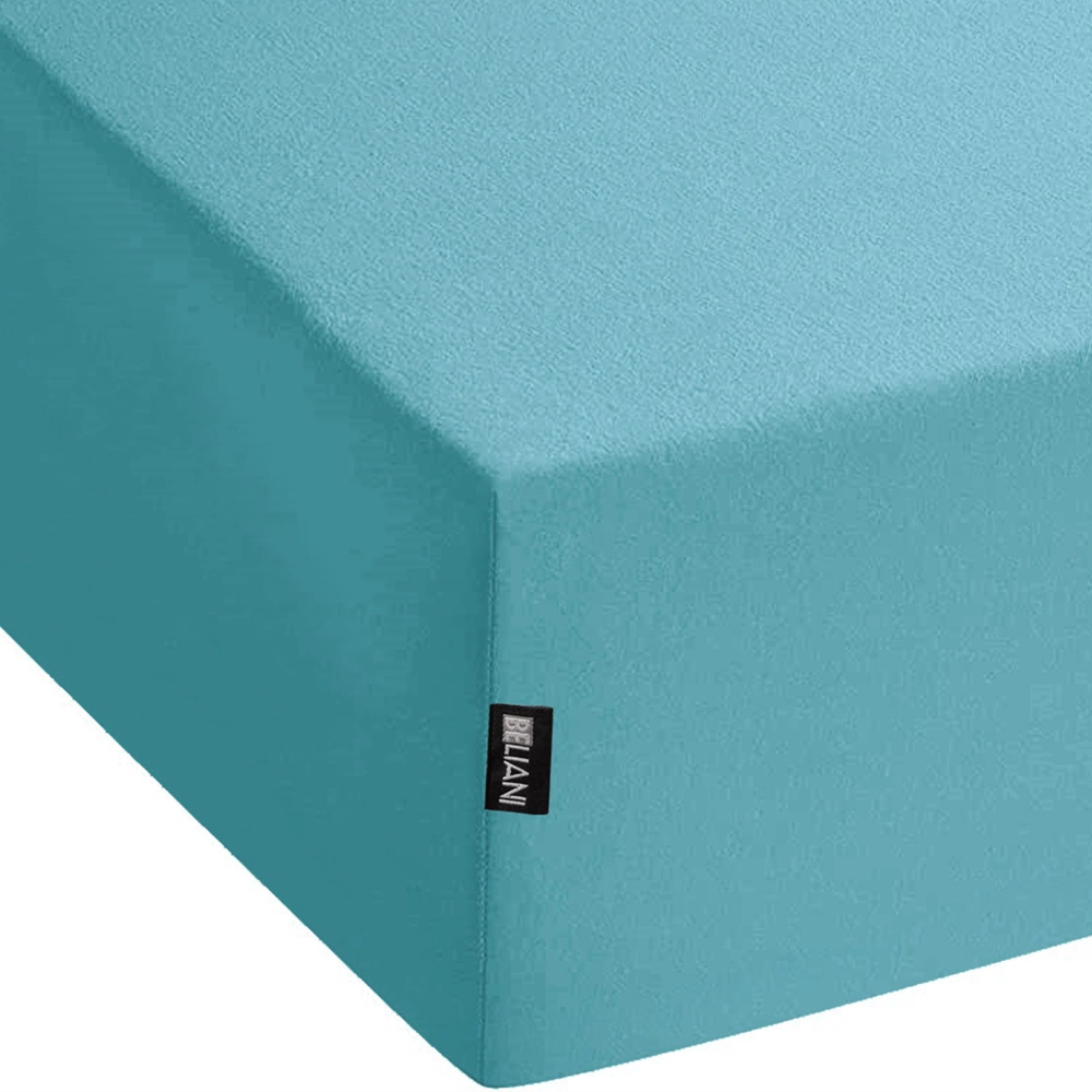 Lenzuolo con angoli cotone azzurro  200 x 200 cm coprimaterasso elasticizzato modello classico a tinta unita camera da letto classica