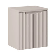 Set da bagno VANO cachemire opaco 50cm: mobile sotto lavabo con ante scanalate verticalmente + piano per lavabo
