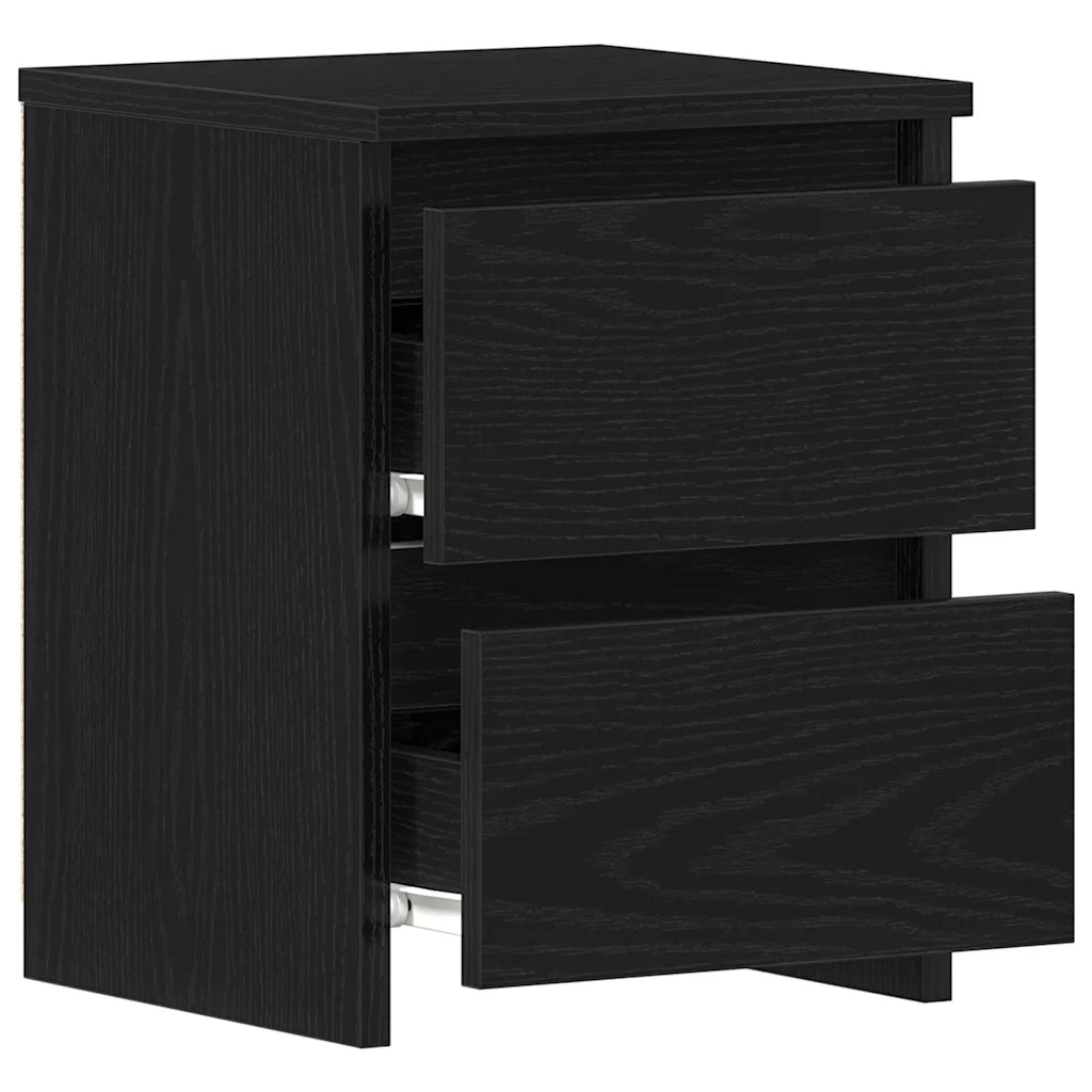 Set di 2 Comodini | Armadio da Notte | Mobiletto da notte con cassetto Rovere Nero 30 x 30 x 40 cm