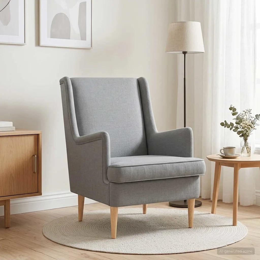 Poltrona-Divano Sedia-Poltroncina Grigio Chiaro Tessuto 599211