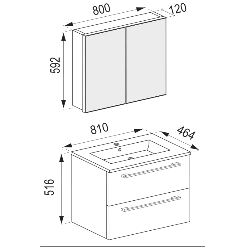 Completo Set bagno 5 pz Mobile sosp 2 casetti con Lavabo XL in ceramica incl 1 Colonna 1 mobile sosp e mobile specchio, Nero