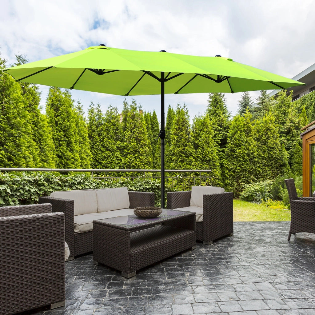 Ombrellone da Giardino Doppio 460x270x240 cm in Acciaio e Poliestere Verde