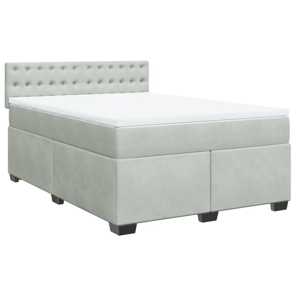 Giroletto a Molle con Materasso Grigio Chiaro 160x200cm Velluto