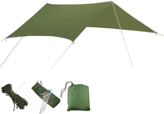 Tela impermeabile per tenda - Protezione da pioggia e ombreggiamento per campeggio all'aperto Tela per tenda

Specifica: 300D Oxford, 9m², 3,5kg, colore: verde