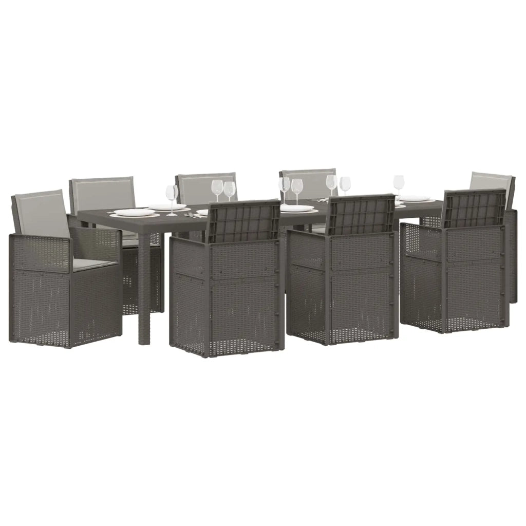 Set da Pranzo per Giardino con cuscino 9 pcs Grigio Chiaro PP 3430102