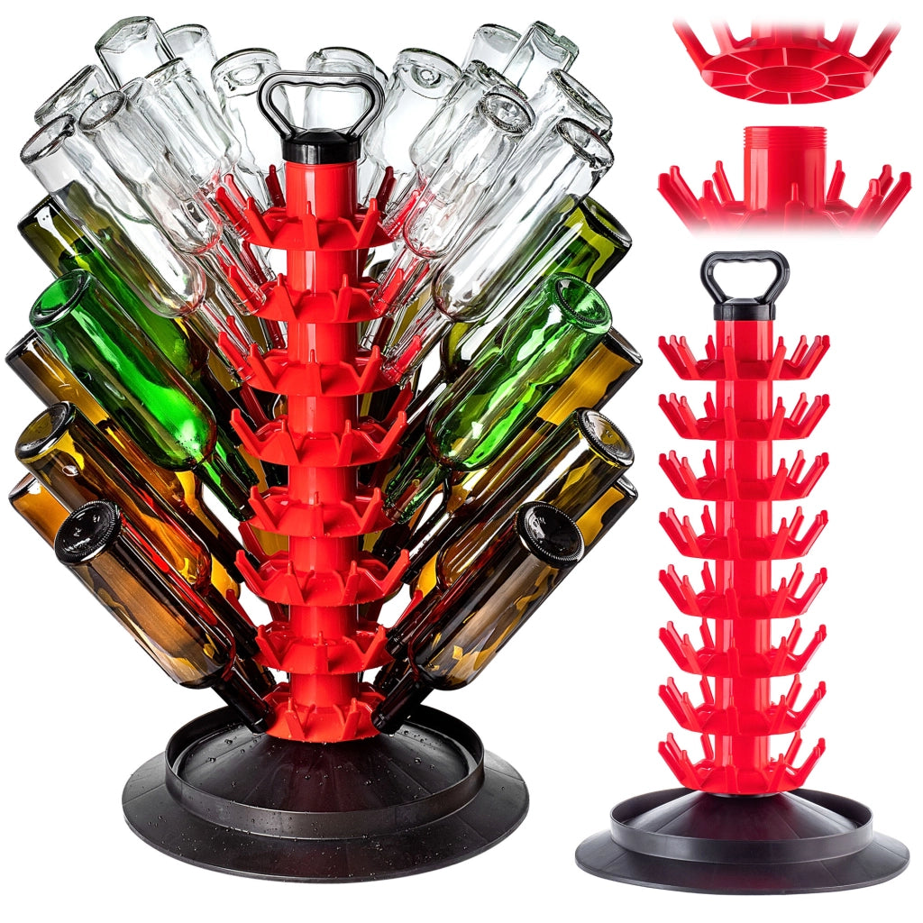 KADAX Portabottiglie modulare con scolapiatti, grande, rosso, per 80 bottiglie