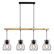 Lampada a sospensione Candellux Bernita 4xE27 metallo nero/legno