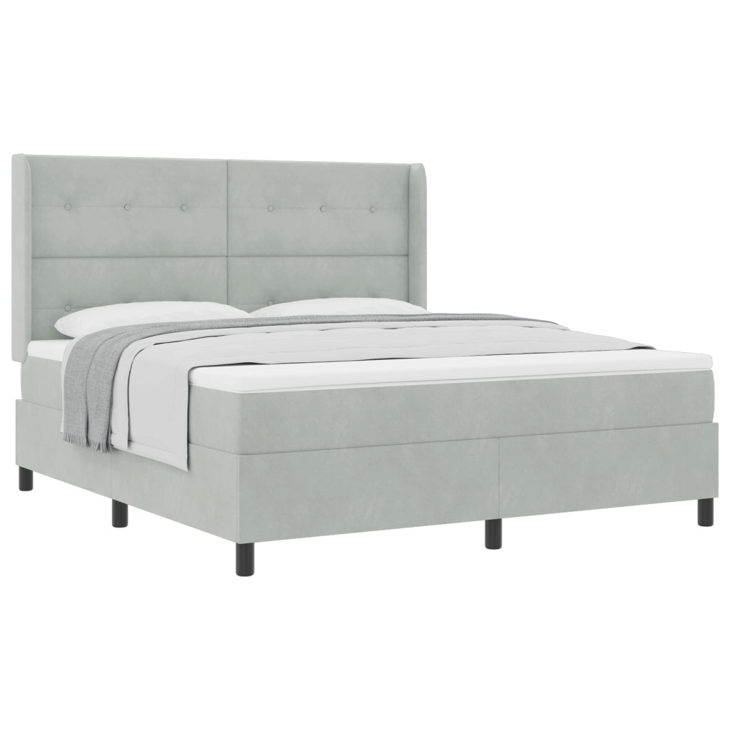 Letto Box Spring con Materasso Grigio Chiaro 180x200 cm in Velluto