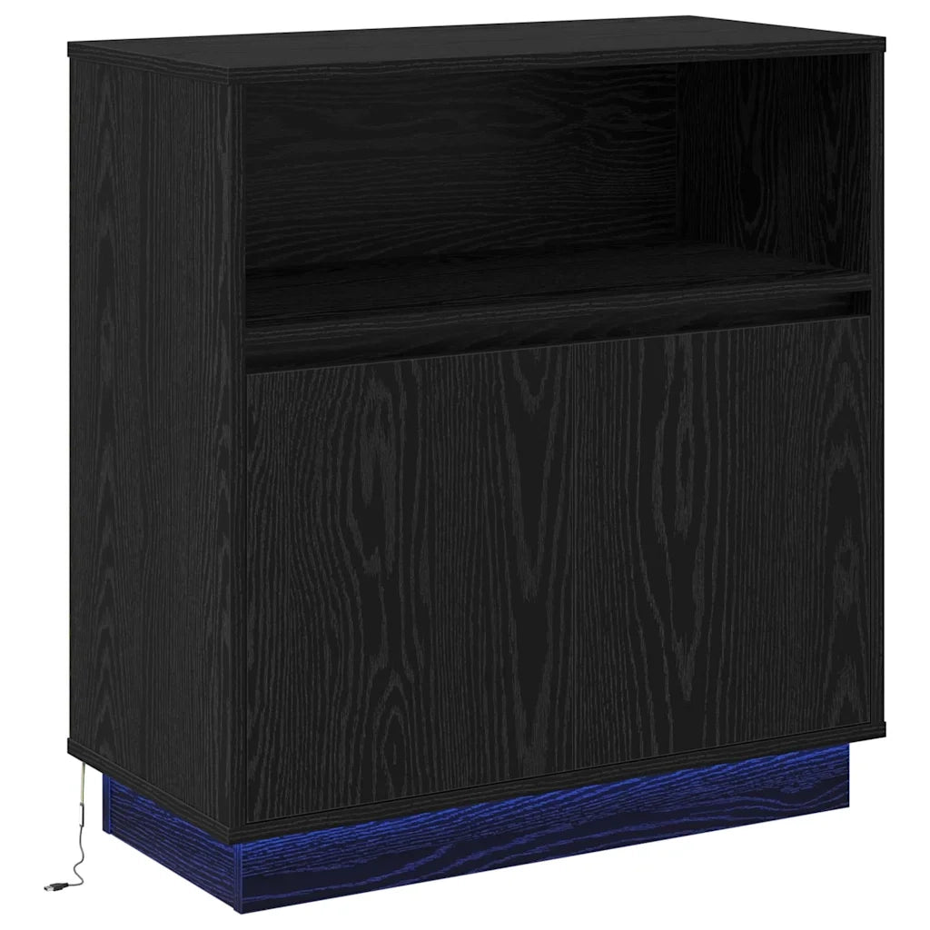 Credenza | Madia LED Rovere Nero 71 x 34,5 x 75 cm Legno multistrato