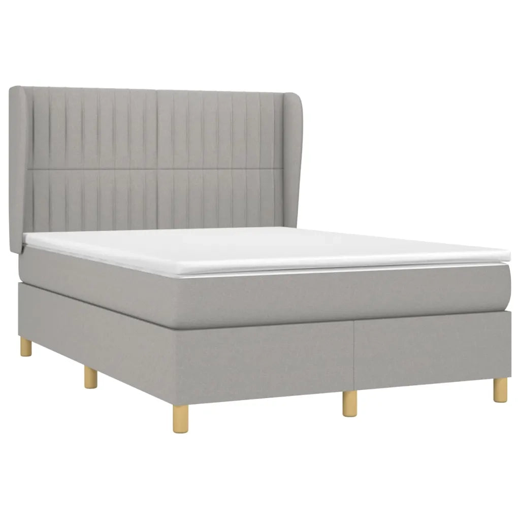 Giroletto a Molle con Materasso Grigio Chiaro 140x200cm Tessuto