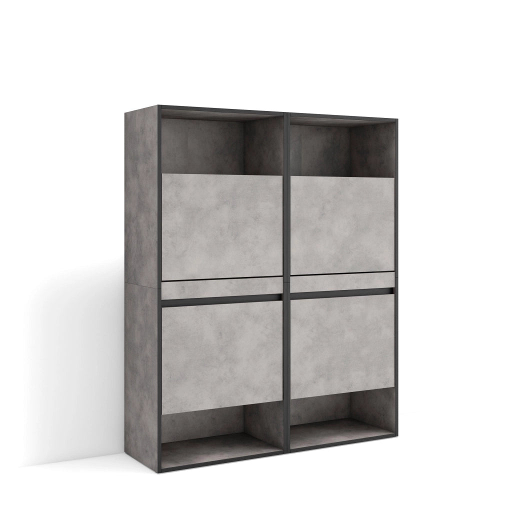 Scarpiera, 120x35x145cm, Camera da letto, Armadio, grigio cemento RF3522