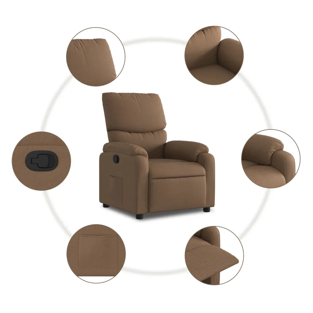 Divano Sedia-Poltrona Reclinabile in Tessuto Marrone 557822
