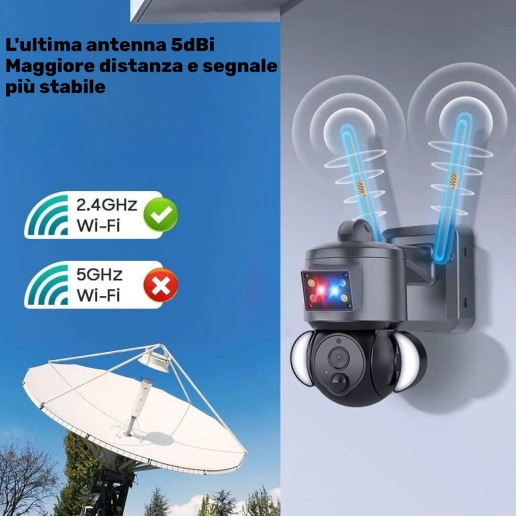 Telecamera di Sorveglianza IP Speed Dome PTZ 3 Megapixel SIM 4G Pannello Solare Analisi Intelligente IP66
