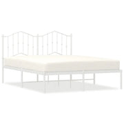 Letto matrimoniale | Letto per adulti | Giroletto con Testiera Metallo Bianco 135x190 cm