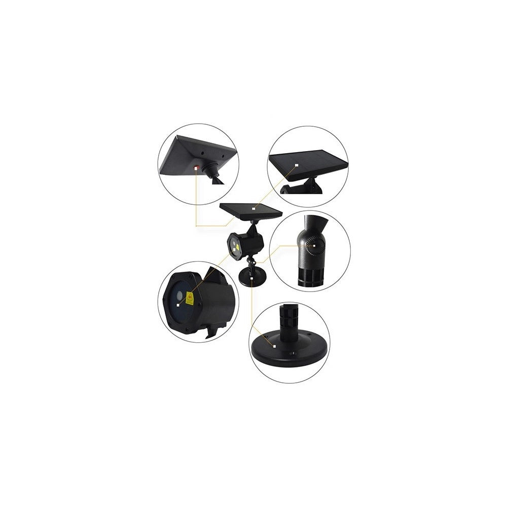 Trade Shop - Proiettore Laser Con Pannello Solare Natalizio Fascio Luce Verde Rosso -