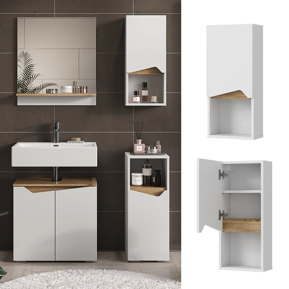 Vicco Mobile bagno Bianco 30 x 67 cm con porta e scomparto aperto