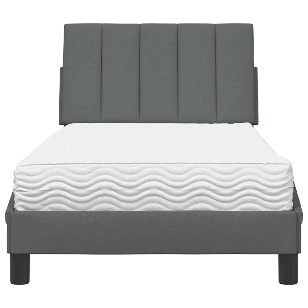 Letto con Materasso Hanko Grigio Scuro 80x200 cm in Tessuto