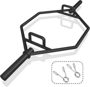 Barra della Trappola Olimpica, Barra Esagonale Pieghevole con Manici Zigrinati, Manicotti 25 cm e Molle, Olympic Hex Trap Bar per Sollevamento Pesi e Bodybuilding, Carico 363 kg(Nero)