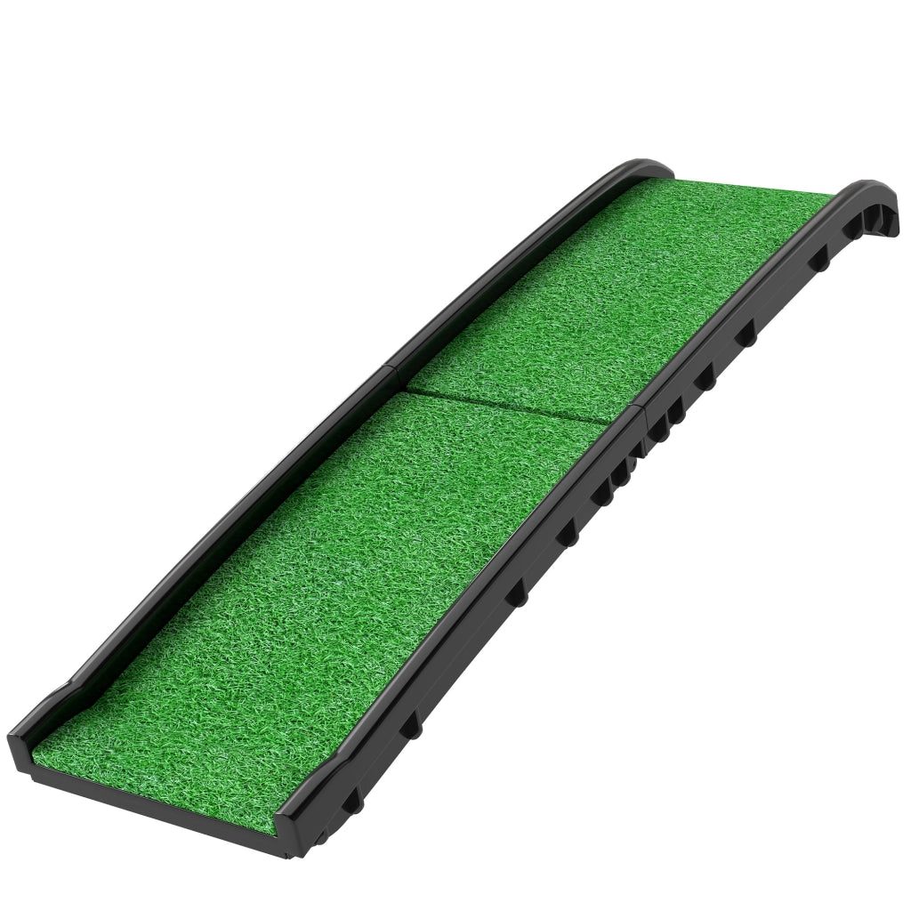 Rampa Pieghevole per Cani ¨C Xylo ¨C 155 cm con Erba Artificiale Verde
