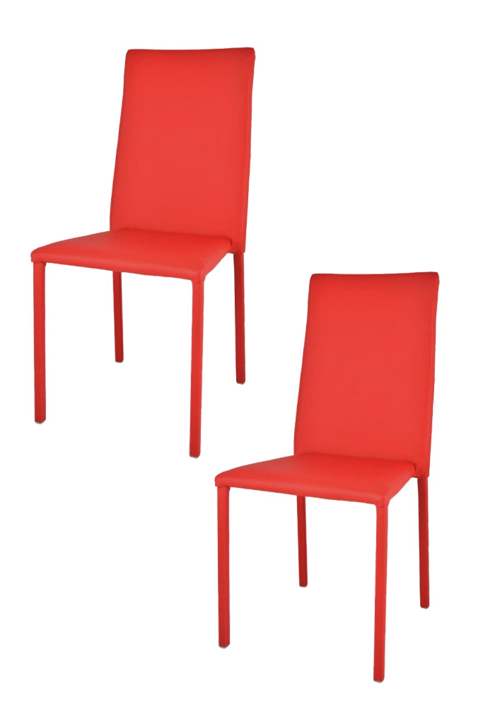 Set 2 sedie impilabili Julia Tommychairs, struttura in acciaio imbottita e rivestita in finta pelle colore rosso