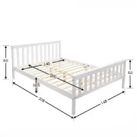 Letto Singolo dal Design Semplice, per Adulti e adolescenti, senza Materasso, 140x200 cm, Bianco