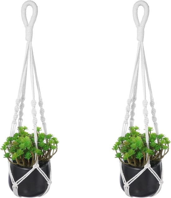 Decorazioni per piante a maglia - appese - per interni - 58 cm - lampada da appendere per vaso di piante - stile boho - decorazione per esterni - giardino - balcone - finestra - decorazione per parete