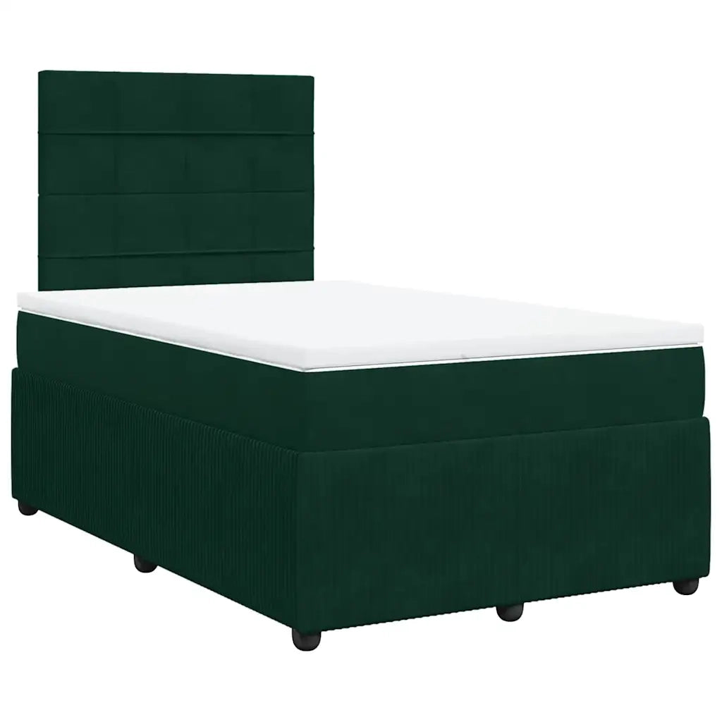 vidaXL Giroletto a Molle con Materasso Verde Scuro 120x190 cm Velluto