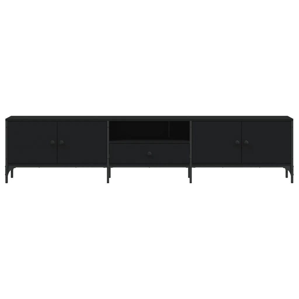 Mobile TV con Cassetto Nero 200x25x44 cm in Legno Multistrato 838988