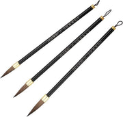Set di pennelli per calligrafia Plus - Set di 3 pennelli - Aquarello - Scrittura - Disegno - Per principianti - Nero - 3 Dimensioni